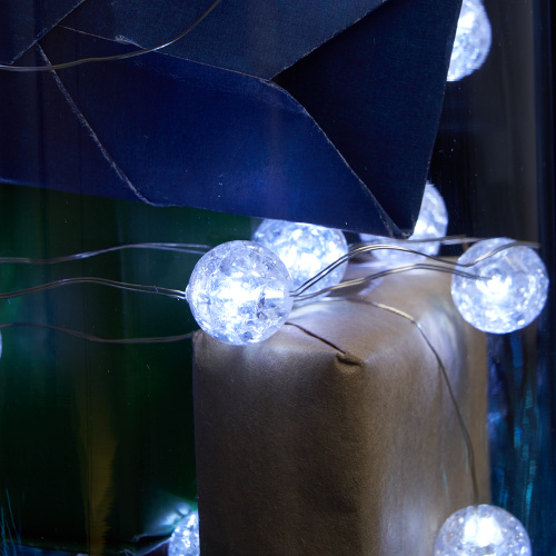 Светодиодная гирлянда Feron CL565 линейная Лед шарики, статичная 3м + 0.3м 5000K с питанием от батареек, прозрачный шнур фото 5