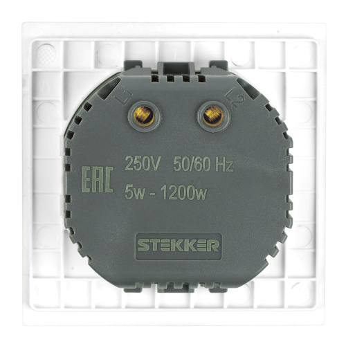 Выключатель диммирующий (механизм), STEKKER, 250В, 1200W, серия Мия, RSW10-3106-01, белая магнолия фото 2