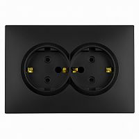 Розетка 2-местная с з/ш, с/з, СЗК, STEKKER, 250В, 16А, серия Эмили, RST16-5114-10ZK, платиново-серый, soft touch