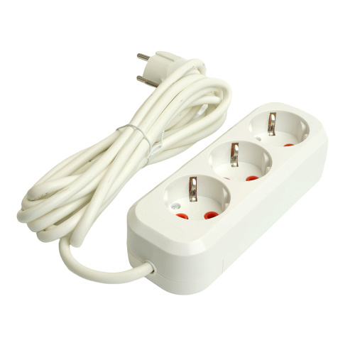 Удлинитель трехместный с/з  STEKKER HM06-31-02 3x1мм2, 2м, серия Home (У10-002), белый фото 2