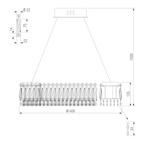 Люстра хрустальная светодиодная 101007 LED фото 6