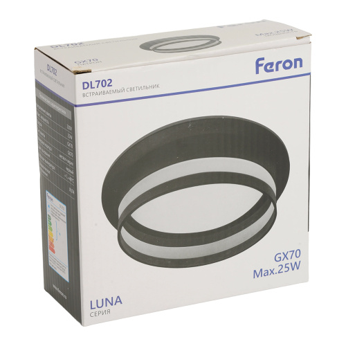 Светильник встраиваемый Feron DL702 LUNA потолочный GX70 черный круг фото 11