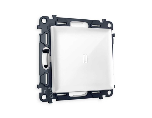 Комплект механизма 1-кл выключателя AMBRELLA VOLT с подсветкой 5600K ALFA Белый глянец QUANT (AP1020, VM101, G14W)