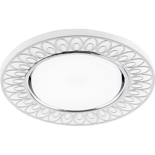 Светильник встраиваемый с белой LED подсветкой Feron CD9913 потолочный GX53 без лампы, матовый белый, хром Светильник встраиваемый с белой LED подсветкой Feron CD9913 потолочный GX53 без лампы, матовый белый, хром
