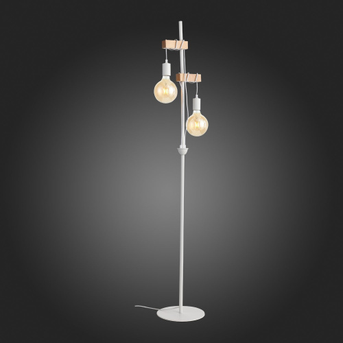 SL1142.505.01 Светильник напольный Белый, Светлое дерево E27 2*60W BAGETTI фото 9