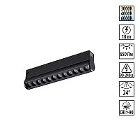 359946 PORT NT25 214 черный Трековый светильник с переключ. цв. темпер. IP20 LED 3000К\4000К\6000К 10W 90-240V VECTOR