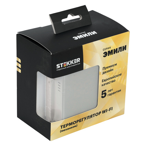 Терморегулятор Wi-Fi (механизм), STEKKER, 250В, 3500Вт, серия Эмили, RSW00-5119-08, кашемир, soft touch фото 2