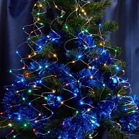 Светодиодная гирлянда Feron CL53  2м + 1м мультиколор,статичная, с питанием от батареек, прозрачный шнур