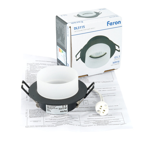 Светильник встраиваемый Feron DL3115 потолочный MR16 G5.3 черный фото 10