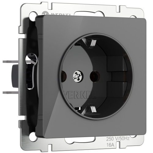 Розетка с заземлением и шторками (графит акрил) W1171144 Розетка с заземлением и шторками (графит акрил) W1171144