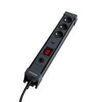 Сетевой фильтр 3-местный с/з STEKKER 3x1мм2, 5 м, 250В, 16А, серия Techno, HM22-31-05, черный