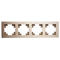 Рамка 4-местная, металл, STEKKER, MFR00-7004-02, серия Катрин, шампань