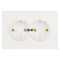 Розетка 2-местная с з/ш, с/з, СЗК, STEKKER, 250В, 16А, серия Эмили, RST16-5114-01ZK, белый фарфор, soft touch