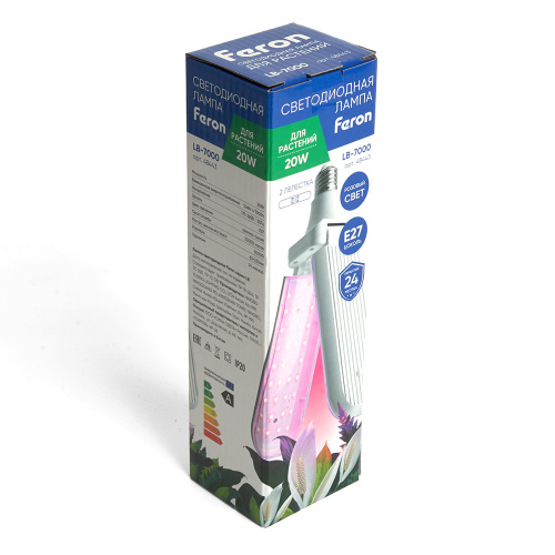 Лампа светодиодная 2-х лепестковая Feron LB-7000 E27 20W 175-265V красно-синий спектр фото 9