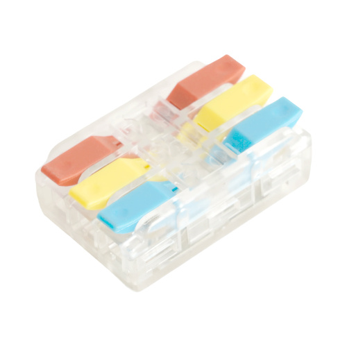 Клемма супер-компактная проходная серии 219 на 3 контакта STEKKER,LD219-423,  (DIY упак 10 шт) фото 2