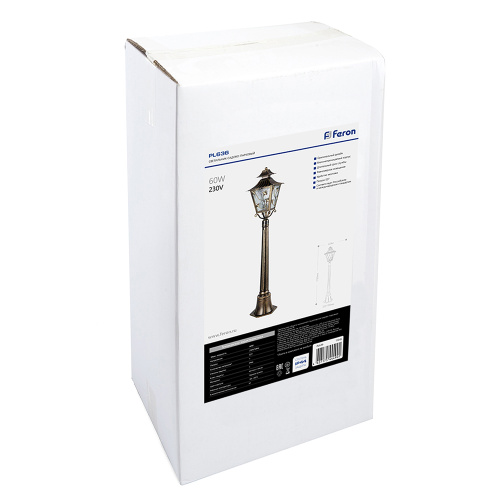 Светильник садово-парковый Feron PL636 столб 60W 230V E27, черное золото фото 8