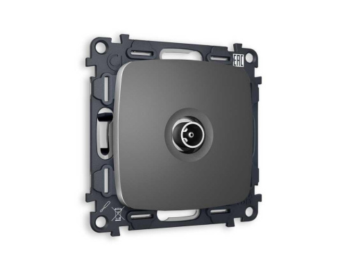Комплект механизма TV розетки оконечной AMBRELLA VOLT OMEGA Антрацит серый 50-870 MHz 1dB QUANT (OP6630, VM202) MO663010