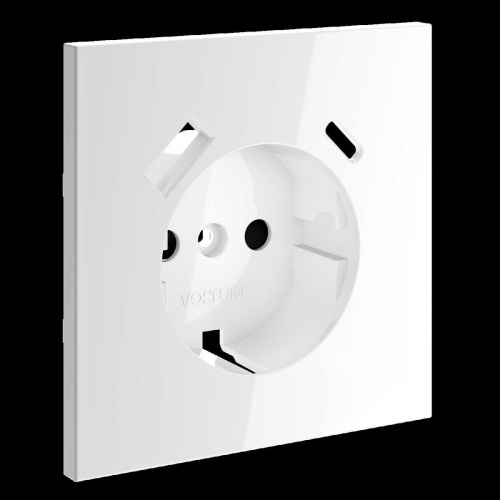 Накладка для розетки с заземлением и защитными шторками с USB A+C S70 (белый глянцевый) Voltum VLS001001 Накладка для розетки с заземлением и защитными шторками с USB A+C S70 (белый глянцевый) Voltum VLS001001