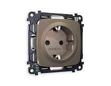 Комплект механизма электрической розетки AMBRELLA VOLT OMEGA Темная бронза матовый с/з с шторками QUANT (OP6370, VM141) MO637010