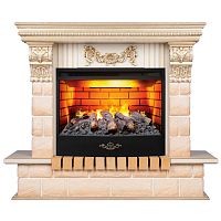Электрокамин RealFlame Gracia 24/25,5 WT белый дуб с золотой патиной с очагом 3D Firestar 25,5