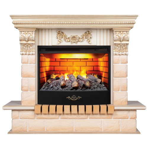 Электрокамин RealFlame Gracia 24/25,5 WT белый дуб с золотой патиной с очагом 3D Firestar 25,5 Электрокамин RealFlame Gracia 24/25,5 WT белый дуб с золотой патиной с очагом 3D Firestar 25,5