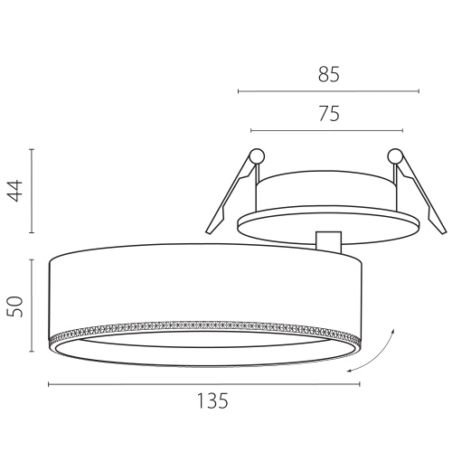 A5737RS Светильник ALTA PRO встраиваемый LED 35W 3230LM 36G ЧЕРНЫЙ 3000K со встр. чашей (215737 + 215007 + 215000-35) фото 3