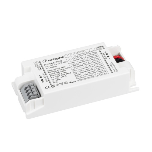 Блок питания ARJ-SP-44-PFC-WR (44W, 3-45V, 0.3-1.05A) Arlight 048715 Блок питания ARJ-SP-44-PFC-WR (44W, 3-45V, 0.3-1.05A) Arlight 048715
