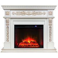 Каминокомплект ESTELLA/ЭЛЛИ Белый дуб с золотой патиной с очагом Электроочаг SPARTA 25.5