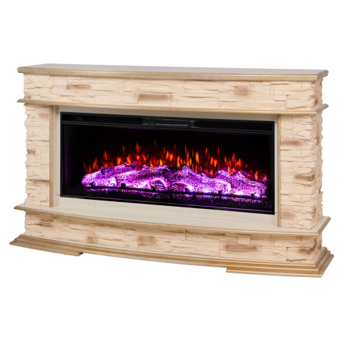 Каминокомплект FRANKFURT/ТУРИН Бежевый дуб с золотой патиной с очагом Электроочаг JOKER/ДЖОКЕР 45 фото 6