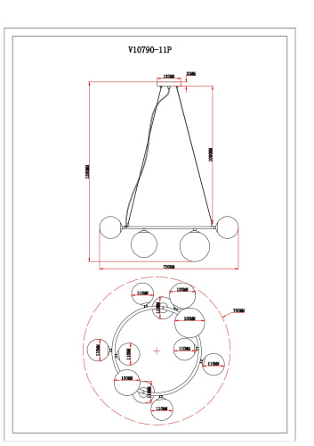 Светильник подвесной Moderli V10790-11P Renny фото 5