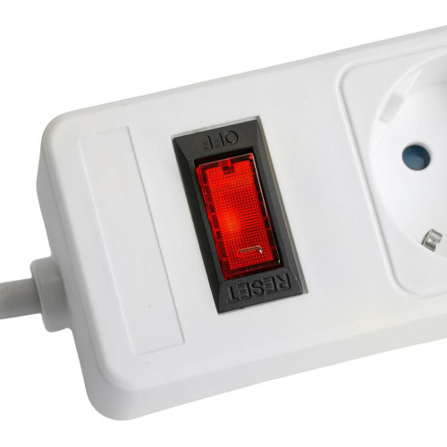 Сетевой фильтр 5-местный с/з STEKKER HM20-51-03 3x1мм2, 3 м, серия Optima, белый фото 4