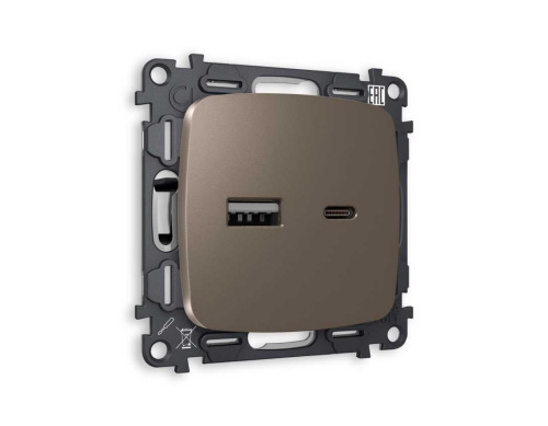 Комплект механизма розетки AMBRELLA VOLT OMEGA Темная бронза матовый 2USB A+C 20W (быстрая зарядка) QUANT (OP6410, VM177) MO641010 Комплект механизма розетки AMBRELLA VOLT OMEGA Темная бронза матовый 2USB A+C 20W (быстрая зарядка) QUANT (OP6410, VM177) MO641010