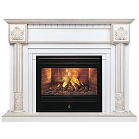 Электрокамин RealFlame Imperia 26/33 WT белый дуб с золотой патиной с очагом 3D Novara