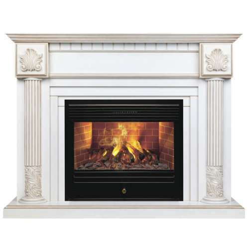 Электрокамин RealFlame Imperia 26/33 WT белый дуб с золотой патиной с очагом 3D Novara