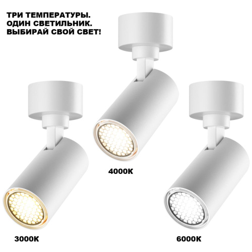 359924 OVER NT26 000 белый Светильник накладной с перекл. цв. температуры IP20 LED 10W 220-240V 3000К/4000К/6000К SELENE фото 4