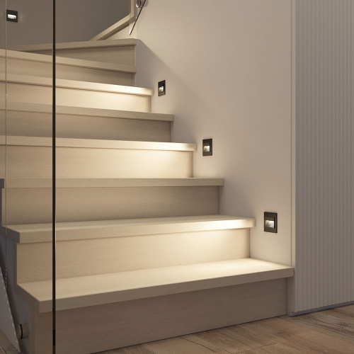 DK3050-BK Светильник встраиваемый в стену, IP 20, LED 3000, 1 Вт, черный пластик фото 5