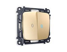 Комплект механизма 2-кл проходного выключателя AMBRELLA VOLT с подсветкой 10000K OMEGA Шампань QUANT (OP6040, VM120, G29B) MO604040