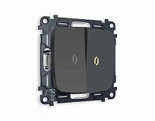 Комплект механизма 2-кл выключателя AMBRELLA VOLT с подсветкой 3200K OMEGA Графит мягкое касание QUANT (OP9040, VM115, G11Y) MO904010