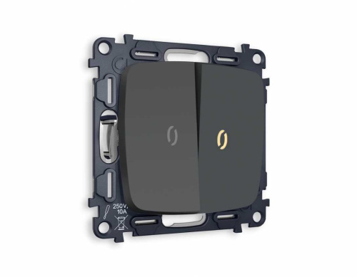 Комплект механизма 2-кл выключателя AMBRELLA VOLT с подсветкой 3200K OMEGA Графит мягкое касание QUANT (OP9040, VM115, G11Y) MO904010 Комплект механизма 2-кл выключателя AMBRELLA VOLT с подсветкой 3200K OMEGA Графит мягкое касание QUANT (OP9040, VM115, G11Y) MO904010