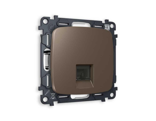 Комплект механизма телефонной розетки AMBRELLA VOLT OMEGA Темная бронза матовый RJ-11(4P4C) с шторкой QUANT (OP6420, VM190) MO642030