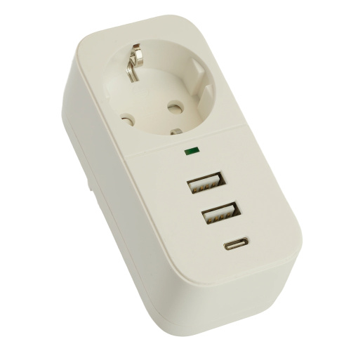 Сетевой фильтр 1-местный с/з STEKKER 250В, 16А, 2USB+1Type-C 2,4 A, серия Nova, HM81-11-1, белый фото 4 Сетевой фильтр 1-местный с/з STEKKER 250В, 16А, 2USB+1Type-C 2,4 A, серия Nova, HM81-11-1, белый фото 4