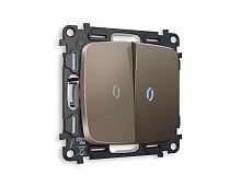 Комплект механизма 2-кл проходного выключателя AMBRELLA VOLT с подсветкой 10000K OMEGA Темная бронза матовый QUANT (OP6340, VM120, G29B) MO634040