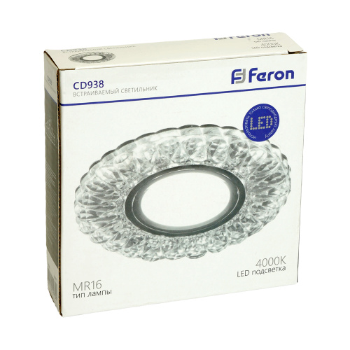 Светильник встраиваемый с белой LED подсветкой Feron CD938 потолочный MR16 G5.3 прозрачный фото 3