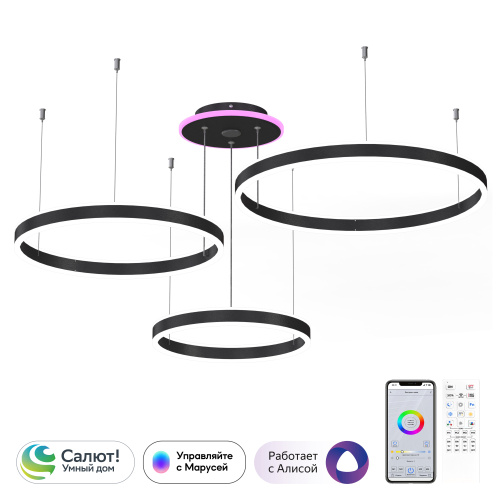 Citilux Дуэт Смарт CL719A701 RGB Умная подвесная люстра Чёрная Citilux Дуэт Смарт CL719A701 RGB Умная подвесная люстра Чёрная