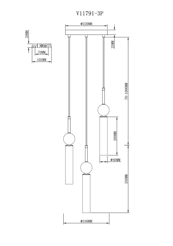 Светильник подвесной Moderli V11791-3P Illis фото 2