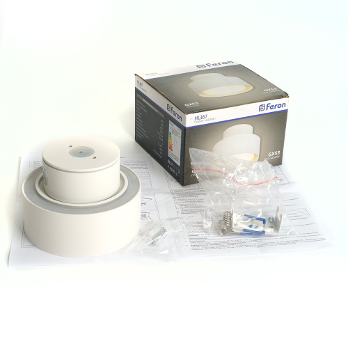 Светильник потолочный Feron HL367 Barrel AURA 12W, 230V, GX53, белый IP44 фото 2