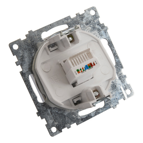 Розетка компьютерная 1-местная RJ-45 (механизм), STEKKER GLS00-7107-02, серия Катрин, шампань фото 4