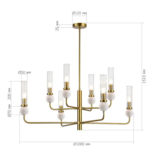 SL1244.303.08 Светильник подвесной ST-Luce латунь/прозрачный E14 8*40W MEDEA фото 2