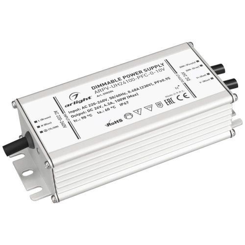 Блок питания Arlight ARPV-UH24100-PFC-0-10V 24V 100W IP67 4,2A 030284 Блок питания Arlight ARPV-UH24100-PFC-0-10V 24V 100W IP67 4,2A 030284