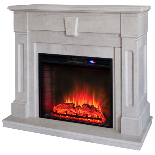 Каминокомплект KELLIE/БРИСТОЛЬ Белый камень с очагом Электроочаг SPARTA 25.5 фото 2